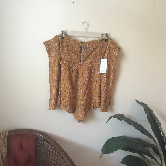 NWT Yellow Floral Off the Shoulder Romper - Picture 1 of 5